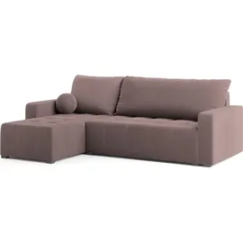 masseno Ecksofa VOLIRA Rosa, Plüsch-Stoff mit Schlaffunktion