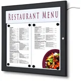 Showdown Displays Showdown Speisekartenhalter Led Outdoor - 2x Din A4 quer - Aluminium / Stahl - Schwarz