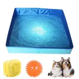 Katzenpool mit Spielzeug, 50x10cm Katzenpool Faltbar Hundepool Klein Planschbecken Hundebadewanne Wasserspielzeug Katze Schwimmbad Wasserspielzeug Schwimmbecken für Hunde Katzen (Blau-B)