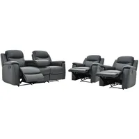 Ledergarnitur Relax 3+1+1 - Anthrazit - EVASION