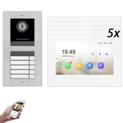 5 Familienhaus LAN IP Video Türsprechanlage IP65, 170° Full HD Kamera Edelstahl, Aufputz oder Unterputz Montage
