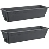 Buri 2x Blumenkasten 80cm Balkonkasten mit Wasserspeicher anthrazit, 18 L - Blumenkästen wetterfest Pflanzkasten mit Einsatz für Garten und Balkon
