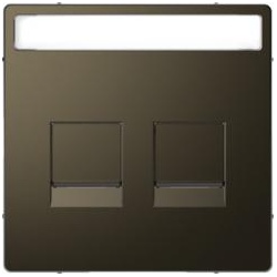 Merten Zentralpl. f. Modular Jack 2fach m.Schriftf.u. Staubschutzsch., System Design, Moccametallic