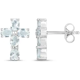 vira jewels Ohrstecker Vira Jewels Silber 925 rhodiniert mit Aquamarin-Steinen weiß 1,5