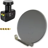 PremiumX DELUXE100 SAT Anlage 100cm Alu Anthrazit Twin LNB 2 Teilnehmer Sky Full HD 3D TV Set