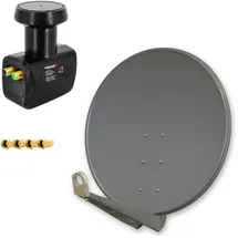 PremiumX DELUXE100 SAT Anlage 100cm Alu Anthrazit Twin LNB 2 Teilnehmer Sky Full HD 3D TV Set