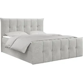 MKS Meble MKS Boxbett, Hellgrau, Textil, 2-Sitzer, H3, Rechteckig, 180x200 cm, Schlafzimmer, Betten, Boxspringbetten