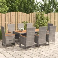 vidaXL Garten-Essgruppe 9-tlg. Grau