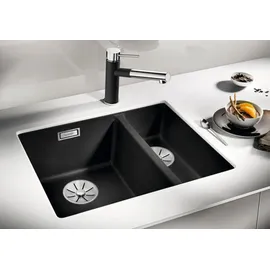 Blanco Subline 340/160-U links felsgrau + Handbetätigung + InFino