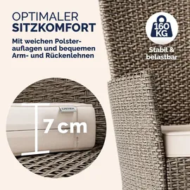 CASARIA CASARIA® Polyrattan 8 Stühle Stapelbar 190x90cm Gartentisch Glas Wetterfest Outdoor Modern Terrasse Sitzgruppe Essgruppe Garnitur Set Beige