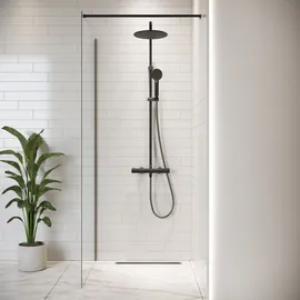 Badplaats Florida Walk-In-Dusche 50 x 200 cm Schwarz Sicherheitsglas