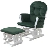 Mendler Relaxsessel HWC-C76, Schaukelstuhl Sessel Schwingstuhl mit Hocker Stoff Cord 320g/m2 grün Gestell weiß