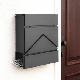 Relaxdays Briefkasten schwarz inkl. Zeitungsfach