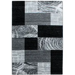 Teppich Handwäsche Kurzflor Abstrakte Karos Polypropylen Wohnzimmer Schwarz Rechteckig 120x170 | Kadima Design