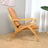wohnfreuden Teakholz Leder Sessel Yoksna