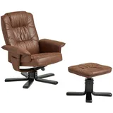 Idimex Relaxsessel Charly Lederoptik 76 x 87 x 61 cm Dunkelbraun/Schwarz mit Hocker