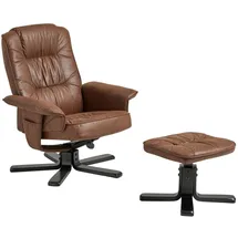 Idimex Relaxsessel Charly Lederoptik 76 x 87 x 61 cm Dunkelbraun/Schwarz mit Hocker