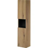 [en.casa] Badezimmerschrank, Skelbolu mit Regaleinsatz 30x140x25 cm Eichenoptik