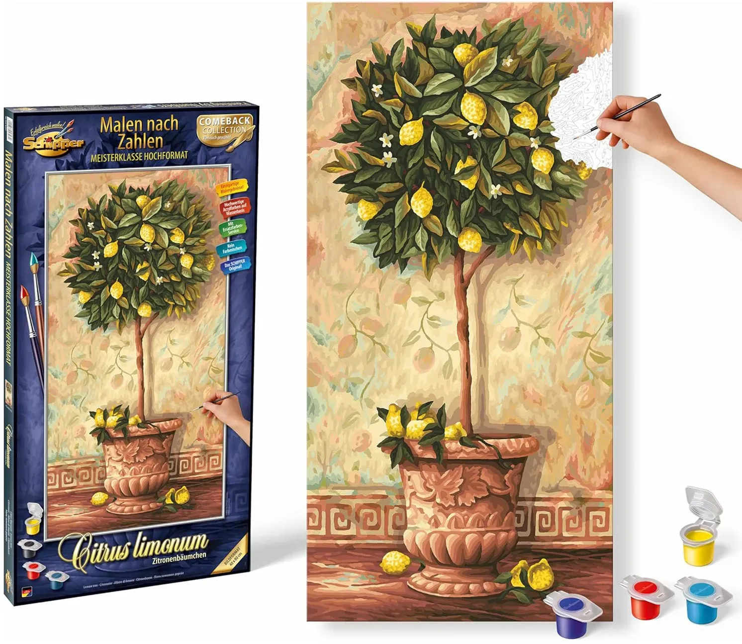 Schipper Malen nach Zahlen Zitronenbäumchen Citrus Limonum 40 x 80 cm Hochformat