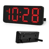 Sukeen Digitale Wanduhr Tischuhr, Digital Uhr Wand Uhr mit großen Ziffern, Automatische Lichtsteuerung, 12/24H, Wanduhr ohne Tickgeräusche mit Wohnzimmer/Schlafzimmer/Klassenzimmer/Lager/Büro-Rot