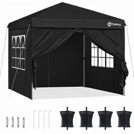 Sekey Faltpavillon 3 x 3 m inkl. 4 Seitenteile Grau