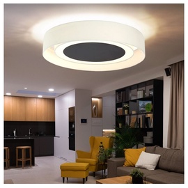 GLOBO LED Deckenlampe Esszimmerlampe Deckenleuchte Wohnzimmerleuchte Küchenlampe, Metall Textil weiß beige, 24W 850lm 3000K warmweiß, D 60 cm
