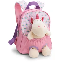 NICI Rucksack mit Plüschtier 21x26cm Einhorn 25cm rosa