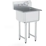 Vevor Edelstahl Spültisch Gewerbliche Spülbecken 533,4x457x1041mm Wasserhahn