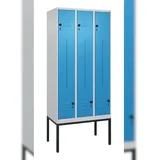 C+P Z-Spind Classic PLUS, Gestell, 6 Abteile, HxBxT 212x90x50cm, Sicherheitsdrehriegel, Hellgrau/Lichtblau von PROREGAL