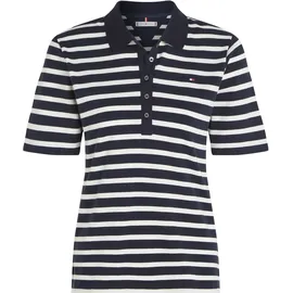 Tommy Hilfiger 1985 Regular Pique Stripe Kurzarm-poloshirt Breton Ecru / Desert Sky S