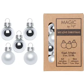 INGE-GLAS 25 Weihnachtskugeln 2cm Glas Christbaumkugeln Weihnachtsbaumkugeln silber