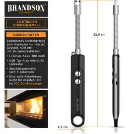 Brandson USB Lichtbogen Stabfeuerzeug Schwarz