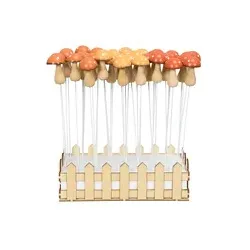 Deko Pilz am Stab Holz sortiert 650150000364 3x5cm 20cm Stab