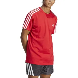 Adidas Herren Shirt Essentials Single Jersey 3-Streifen T-Shirt chilirot|WEISS M