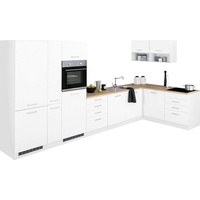 Held MÖBEL Winkelküche »Visby«, ohne E-Geräte, 390x180 cm, für Kühl/Gefrierkombi und Geschirrspüler weiß