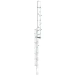 Mehrzügige Steigleiter mit Rückenschutz (Bau) Aluminium blank 17,16m