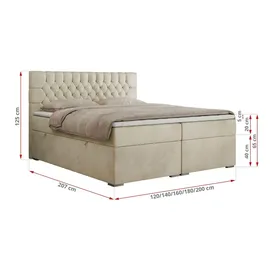 MKS Boxspringbett 160 x 200 cm H4 Beige