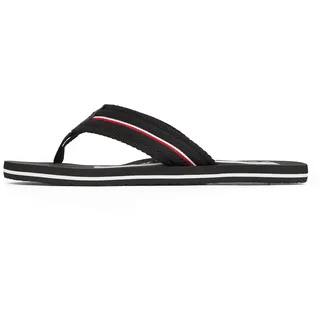 Tommy Hilfiger Herren Flip Flops Corporate Beach Sandal Zehentrenner, Schwarz (Black), 45 - 45 EU