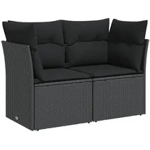 vidaXL Gartensofa 2-Sitzer Loungesofa schwarz