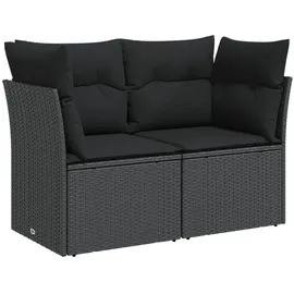 vidaXL Gartensofa 2-Sitzer Loungesofa schwarz
