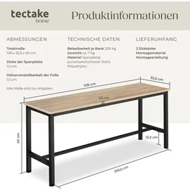 Tectake Sitzbank Fairfield Braun 108 x 32,5 x 50 cm