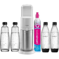 Sodastream Duo weiß + 2 Glaskaraffen+ 2 PET-Flaschen + Zylinder