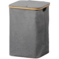 KESPER Wäschesammler, Material: Polyester, Bambus, Maße: B: 33 x T: 33 x H: 50 cm, Farbe: Grau | 19599