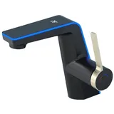 Smarter Wasserhahn mit Temperaturanzeige & LED Beleuchtung – Waschbeckenbrause für Bad & Küche | Moderne Armatur mit Temperaturanzeige - schwarz