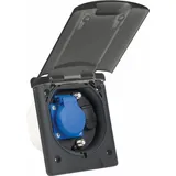 as - Schwabe Einbausteckdose 1x Schuko + 2x SAT + 1x 12V DC IP44 Grau