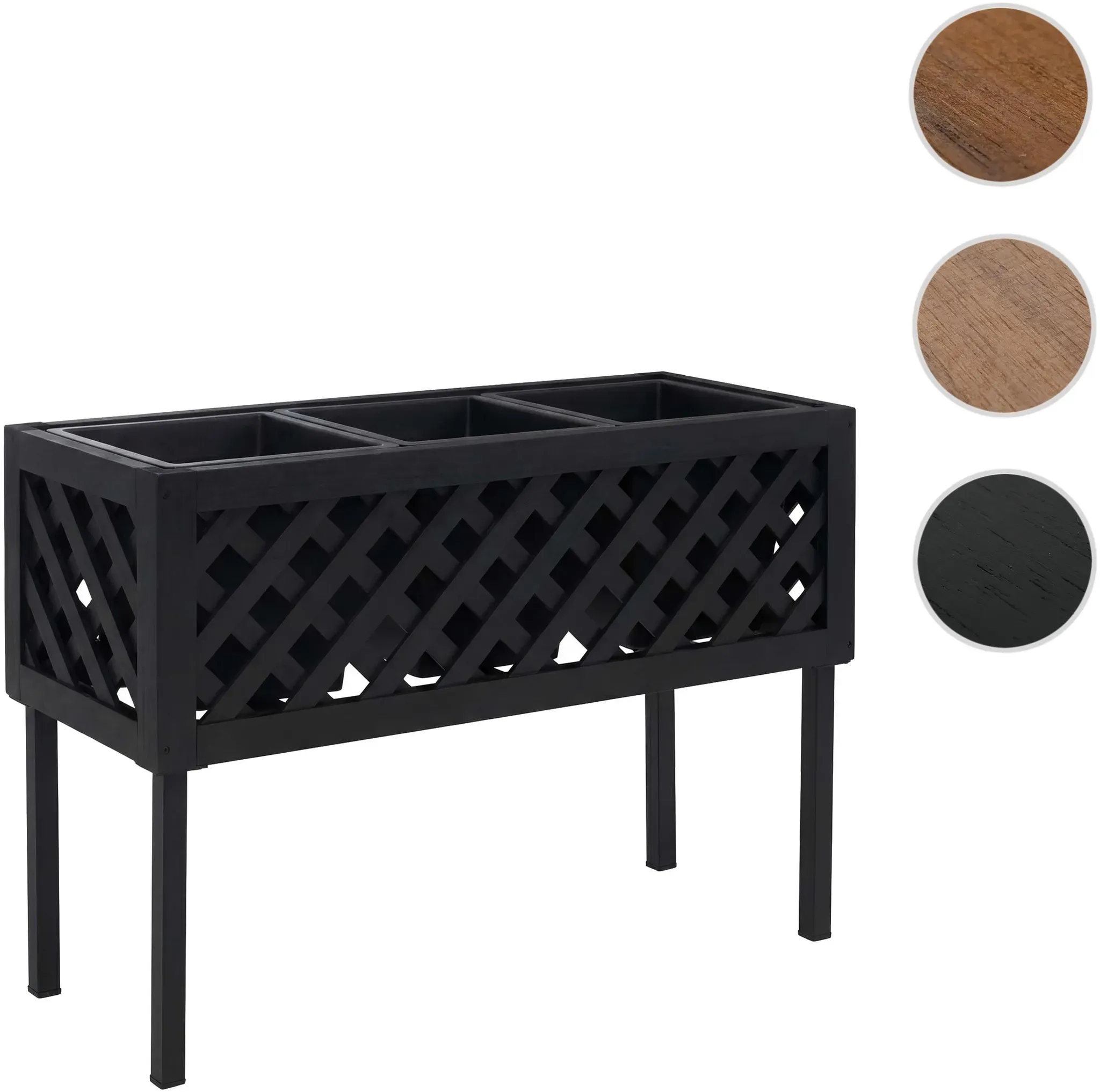 Hochbeet HWC-P86, Blumen-/Pflanzkasten Pflanzgefäß, In-/Outdoor Akazie Holz FSC®-zertifiziert 59x82x32cm ~ schwarz