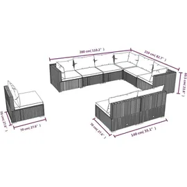 vidaXL 9-tlg. Garten-Lounge-Set mit Kissen braun