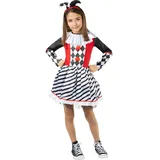 Funidelia | Harlekin Kostüm für Mädchen Clowns, Zirkus - Kostüm für Kinder & Verkleidung für Partys, Karneval & Halloween - Größe 7-9 Jahre - Schwarz