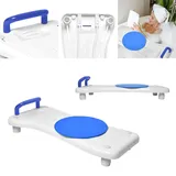 LARS360 Badewannenbrett mit Drehscheibe, Einstellbar Sitzbrett Wannensitz für Senioren mit Blau Griff und Seifenablage, Max. Belastung 150 kg, für Badewannenbreiten von 41-63 cm