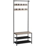VASAGLE Garderobenständer, mit 9 Haken, 32,2 x 64 x 180 vintagebraun-schwarz